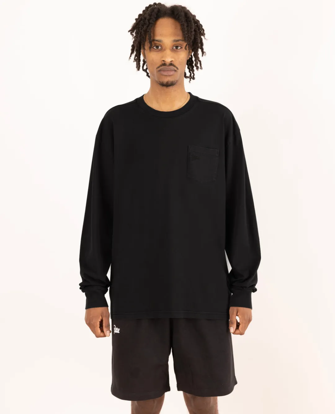 * Patta Basic Washed Pocket Longsleeve T-Shirt (Black)