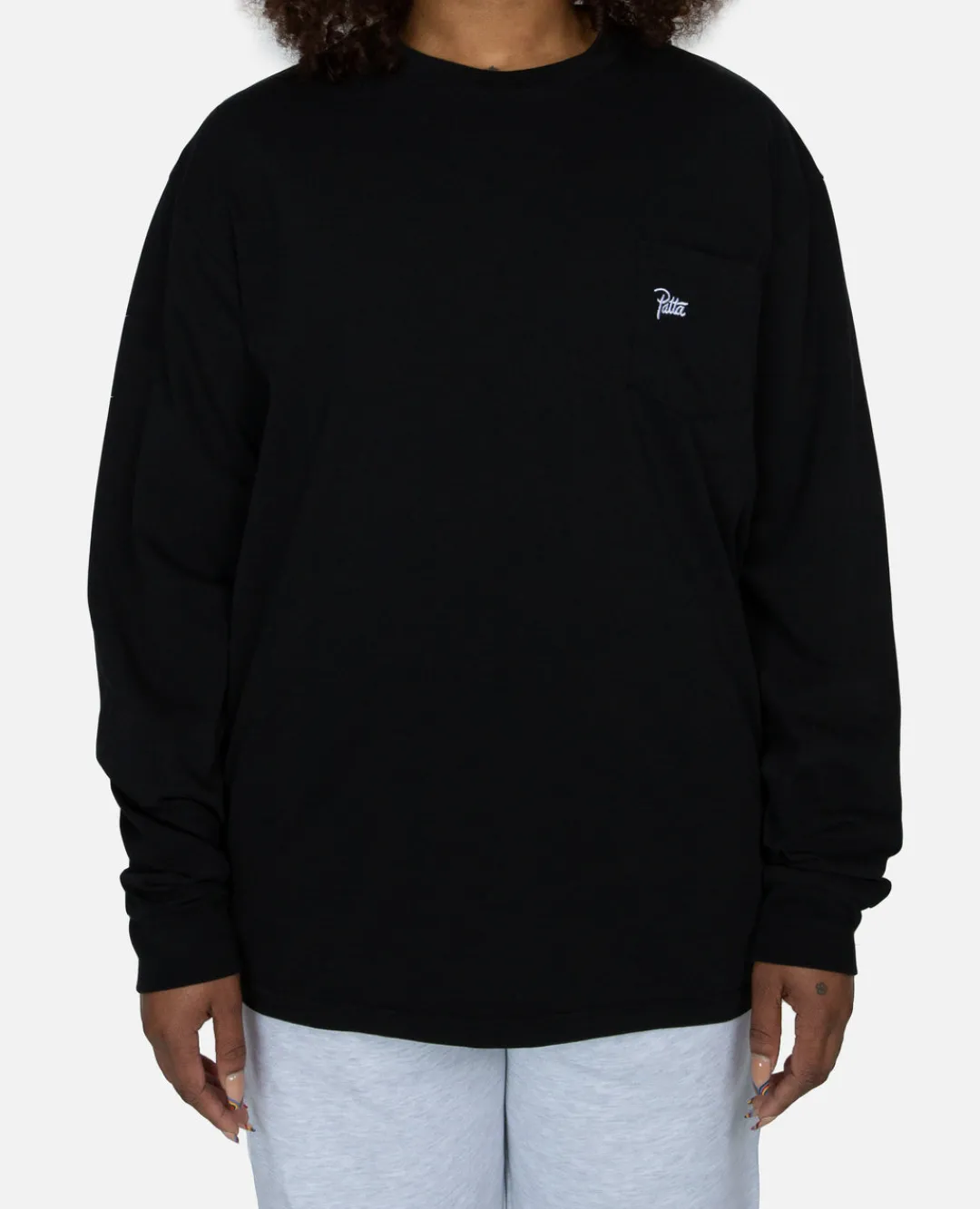 * Patta Basic Washed Pocket Longsleeve T-Shirt (Black)